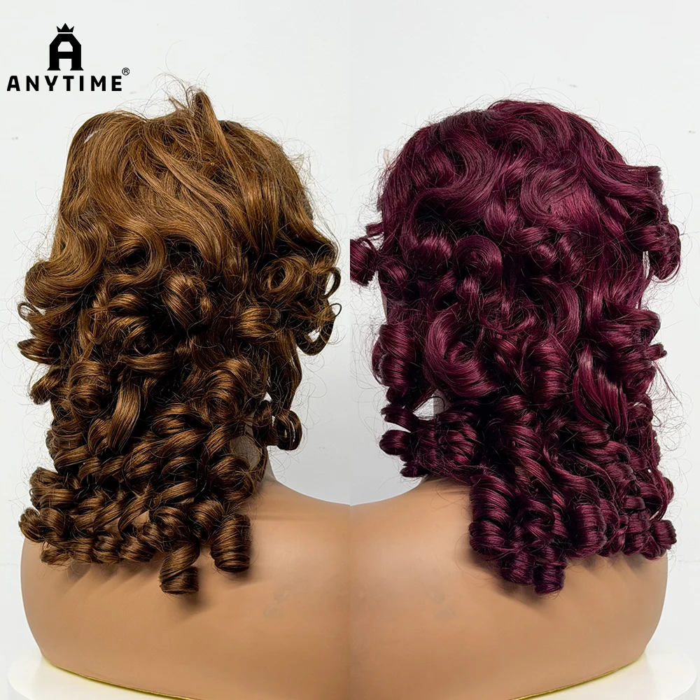 

18 inch Fluffy Bouncy Loose Human Hair Wig 4x4 Lace Closure 250% Density Egg Curly Wigs Human Hair Wigs Loose Wave For Women