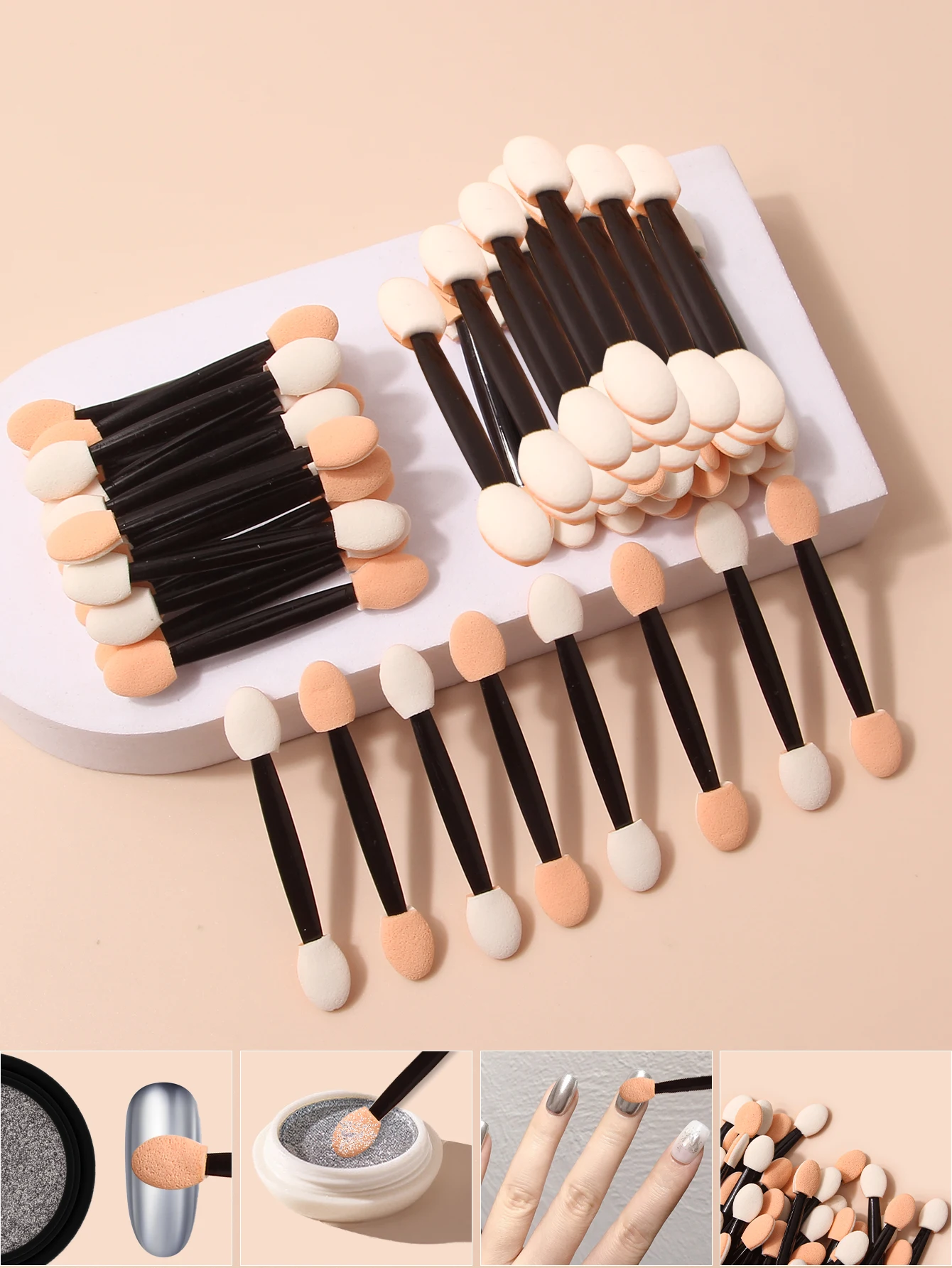 

50 PCS of nail art sponge magic wands, double-ended gradient sponge brushes for nail art and hand decoration."