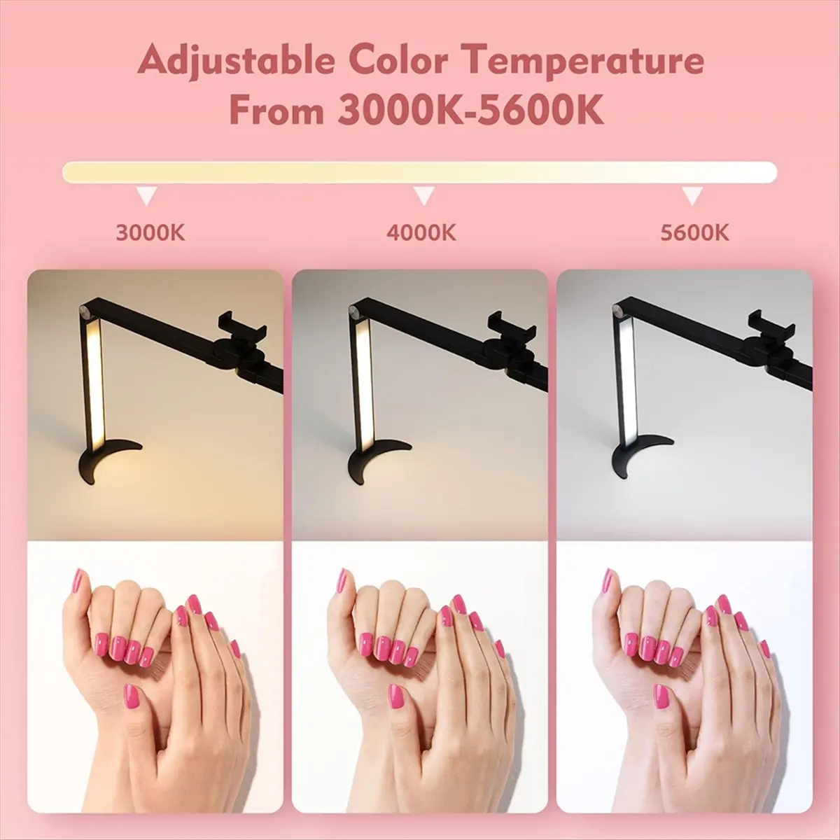 DT385 TO Foldable Nail Lamps for Desk,Large Nail Tech Light with PhoneHolder,Half Moon LedLight,Eyelash Extensions,Makeup,Spa(EU