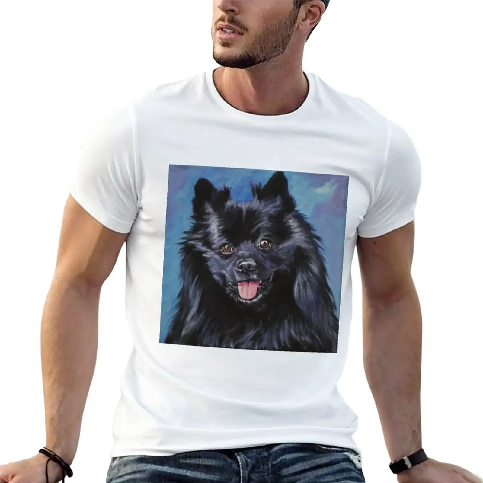 German Spitz Fine Art Painting T-Shirt sports fan t-shirts oversized t shirts T-shirts for men cotton