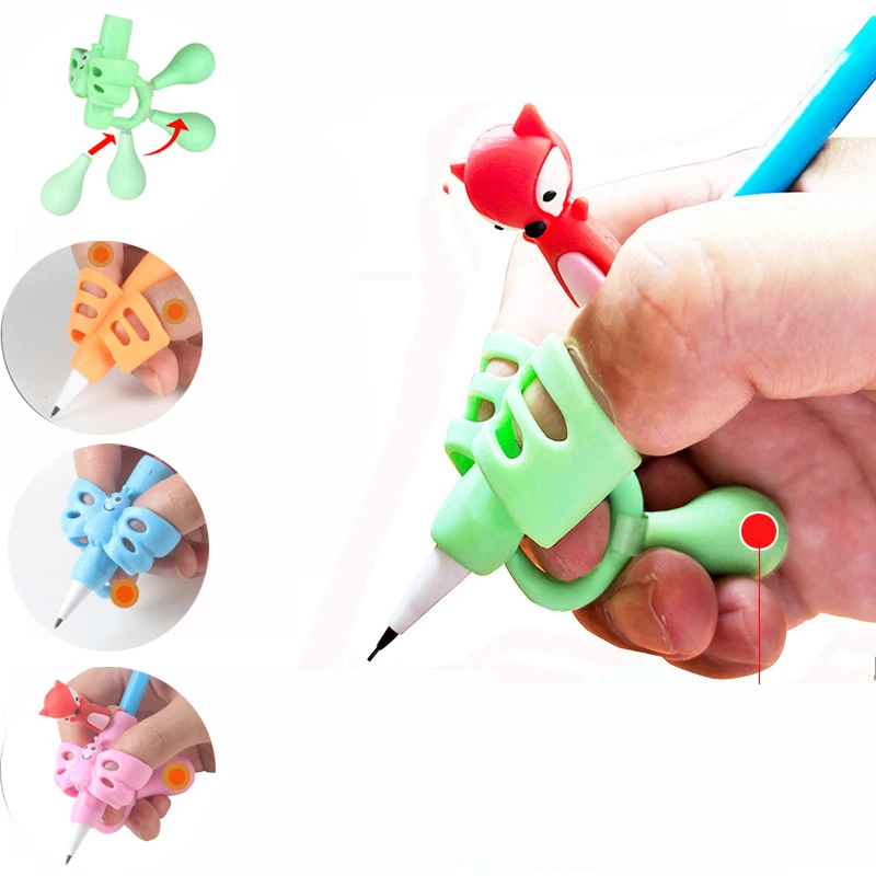 10 Pcs / Pack Two Kinds of Finger Holding Pens To Teach Children Silicone Writing Tool Device Children Stationery Gift Corrector