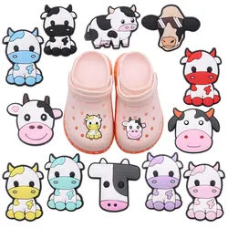 12pcs/set Animals Cow PVC Cartoon shoe Buckle Fit Wristbands DIY Charms Decorations Hole Kids Shoes Ornaments