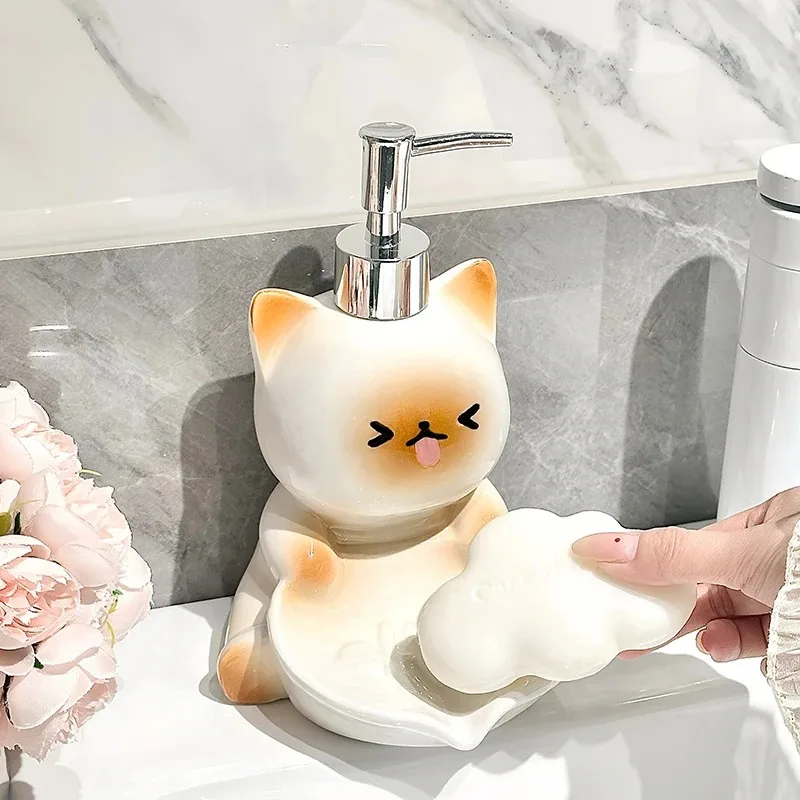 

Cute Cat lotion Bottled Hand Wash Shampoo Bottled Light Luxury Advanced Toilet Soap Box soap dispenser bathroom accessories