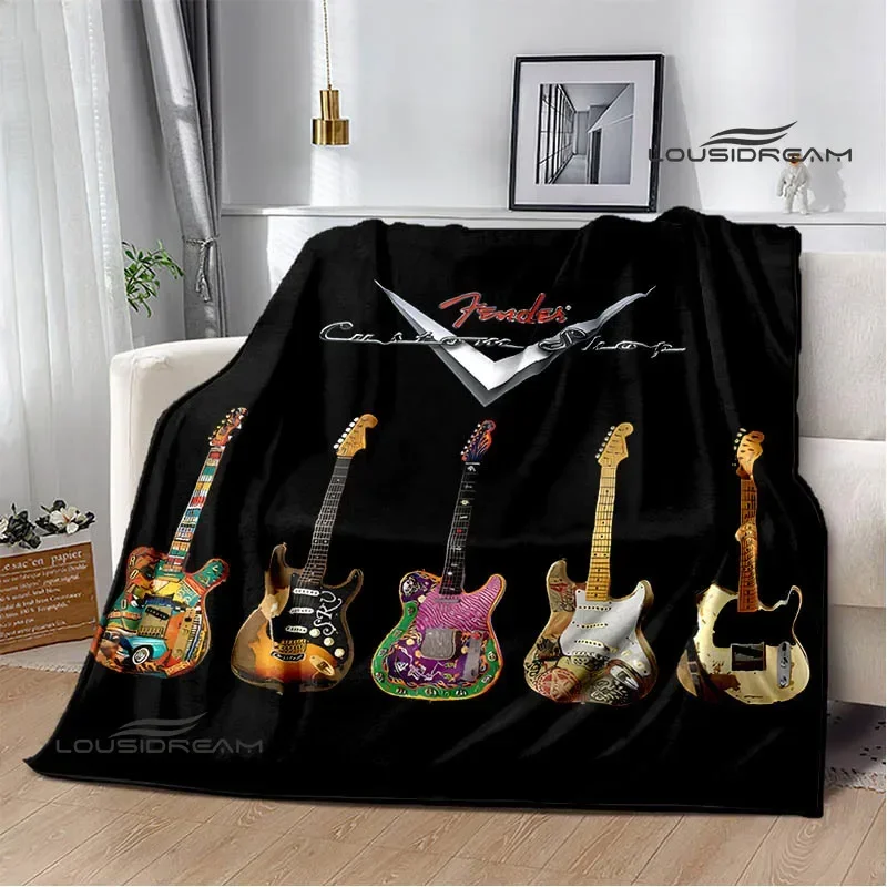 

3D Fender guitar logo Printed blanket Kids Warm blankets Flannel Soft Cozy Blanket Sofa Travel Blanket bed linings Birthday Gift