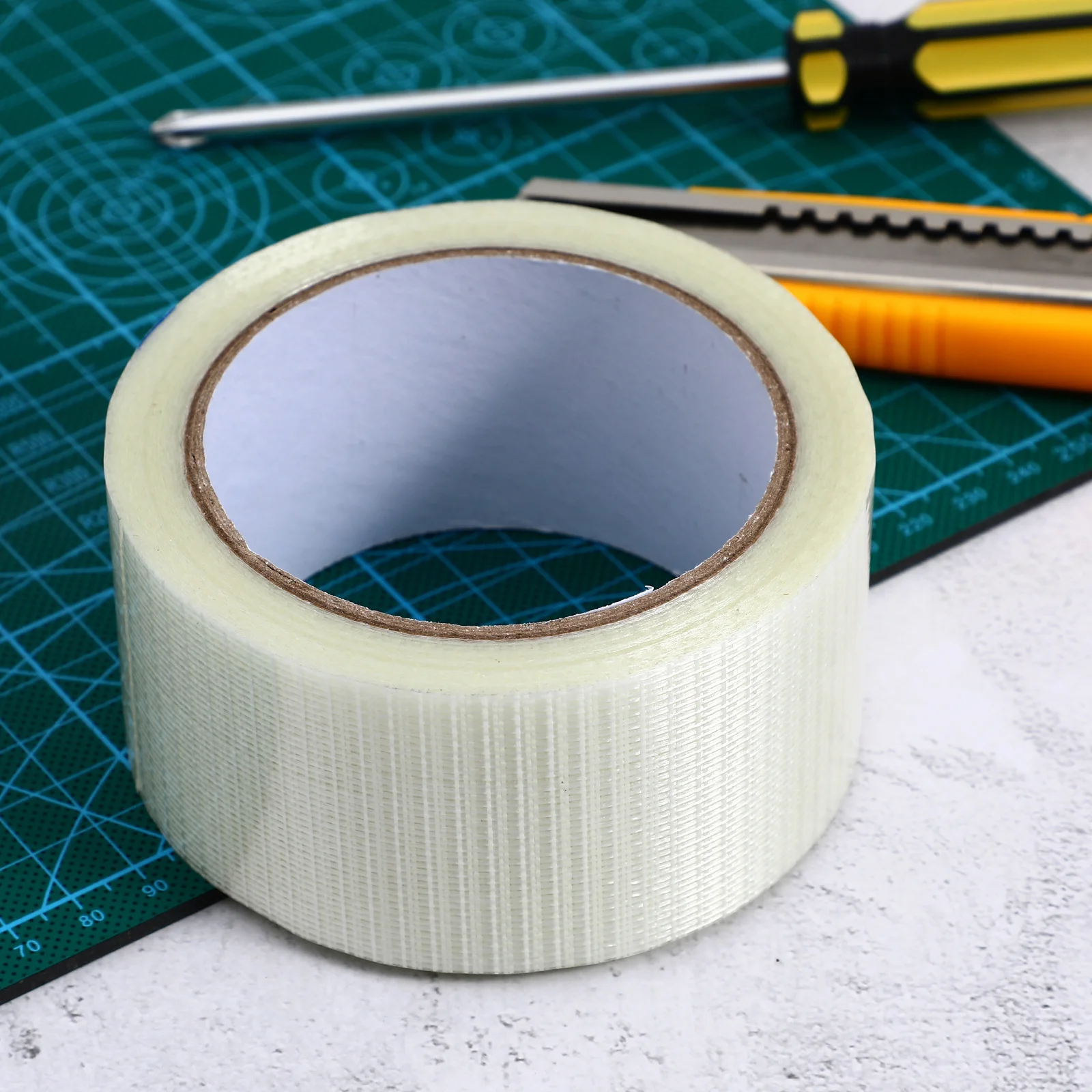 1 لفة شريط من الألياف الزجاجية شديد التحمل، لاصق شفاف، شد قوي، إصلاح الختم الصناعي، أشرطة ألياف التركيب #5