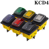 KCD4 on off 30A/250V Heavy Duty 4 pin DPST IP67 Sealed Waterproof T85 Auto Boat Marine Toggle Rocker Switch with LED 12V 220V 30