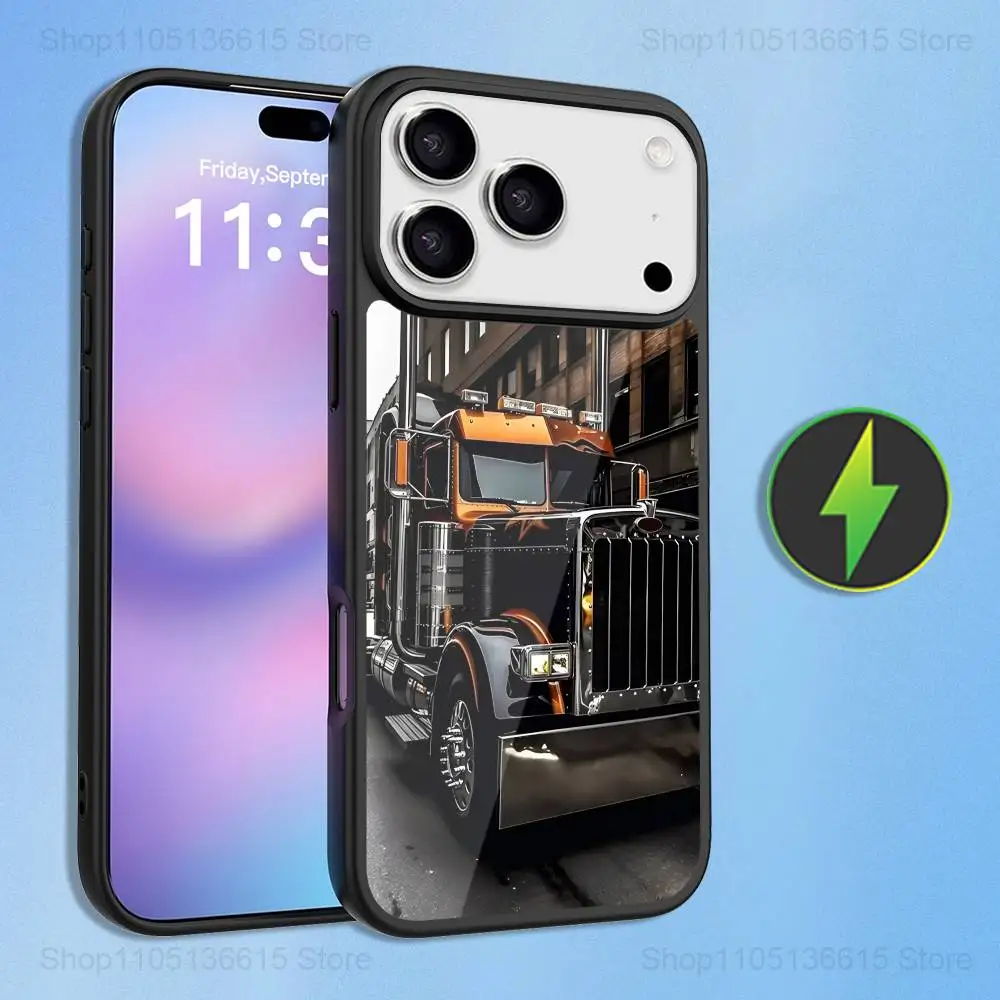 멋진 대형 트럭 아트 케이스 아이폰 16,15,17,14,13,12,11,프로,맥스,플러스,미니,맥세이프,마그네틱 무선 충전 케이스