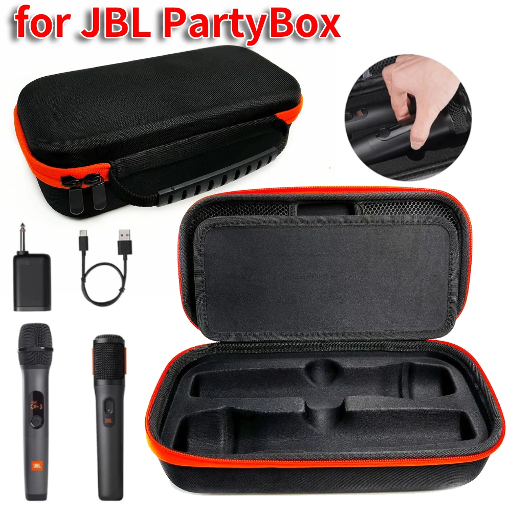 Estuche rígido para micrófono inalámbrico, bolsa de transporte de viaje con micrófono Dual de mano, a prueba de golpes y antiarañazos para micrófono inalámbrico JBL PartyBox