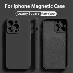 For Magsafe Magnetic Wireless Charging Liquid Silicone Phone Case For iPhone 16 Pro Max 11 12 13 14 15 Pro Max Soft Back Cover