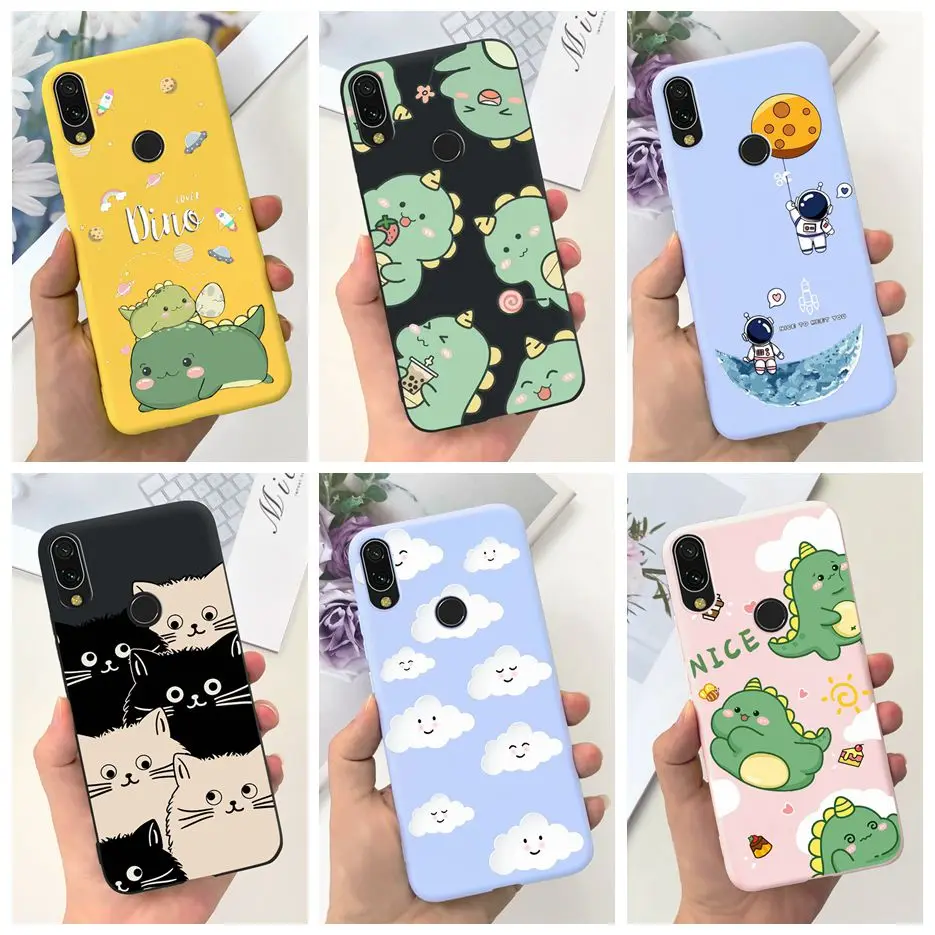 For Xiaomi Redmi Note 7 Case 6.3'' Cute Dinosaur Painted Cover Soft Silicone Phone Case For Redmi Note 7 Pro Note7 Fundas Bumper