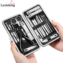 9/16/19Pcs Manicure Set Black Stainless Steel Nail Clippers Cuticle Nipper Pedicure Professional Care Tool Cleaning Grooming Kit