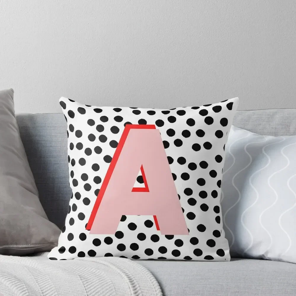 

Black & White Dalmatian Print Spots With Pink Letter A Throw Pillow bed pillows Luxury Pillow Cover pillow