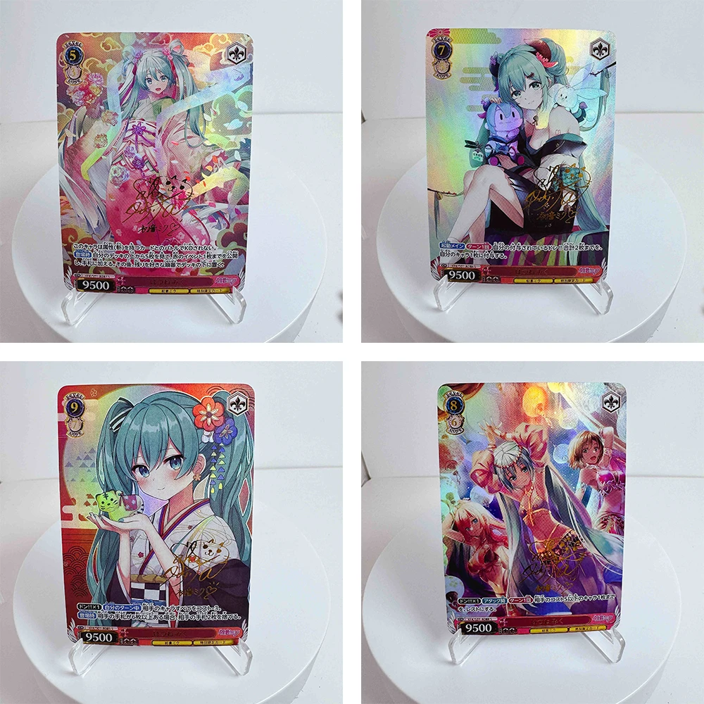 Hatsune Miku DIY Kimono weddingdress Refraction glitter texture foil stamping signature collectible card Christmas birthday gift