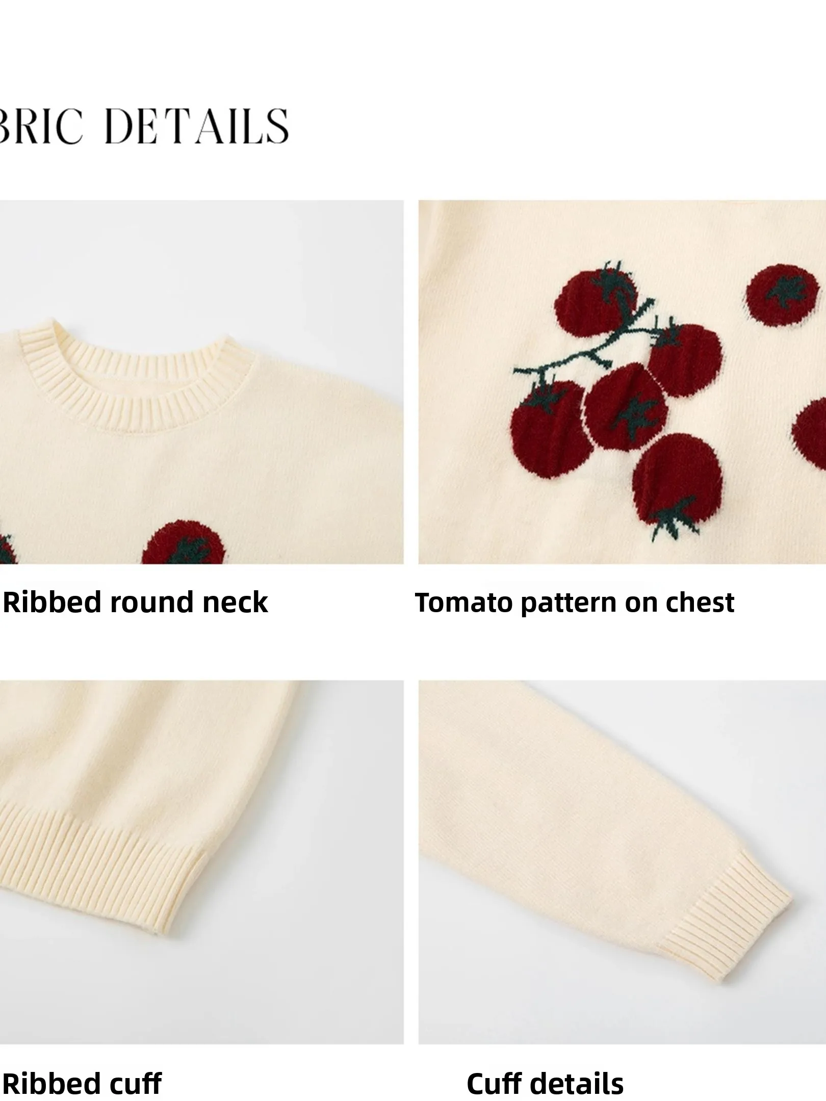 سترة محبوكة فضفاضة بنقش الطماطم وياقة مستديرة للنساء، أسلوب كوري للخريف والشتاء، ملابس داخلية مريحة ونحيفة #5