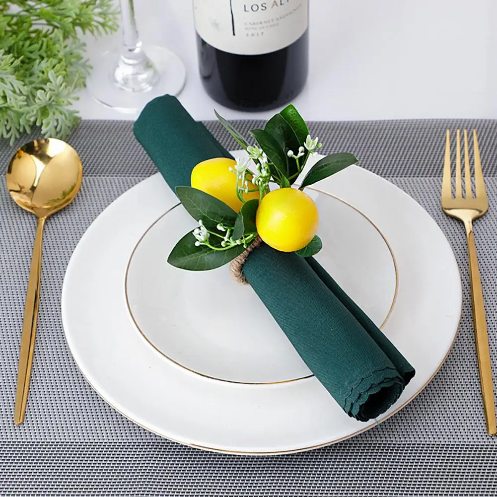 Napkin Accessories Handmade Napkin Rings for Farmhouse Wedding Party Decor Realistic Greenery Holder Set Easy to Use Elegant