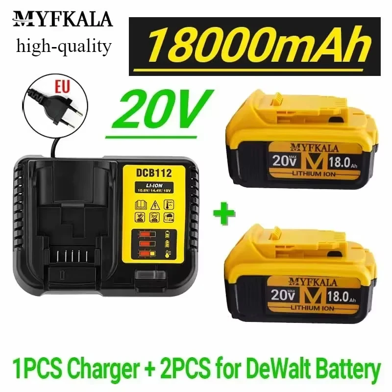 

New 100% Original 18000mAh 20V for Dewalt Power Tool Battery DCB206 20V 18.0Ah Battery DCB206 20V Battery DCB205 DCB204-2