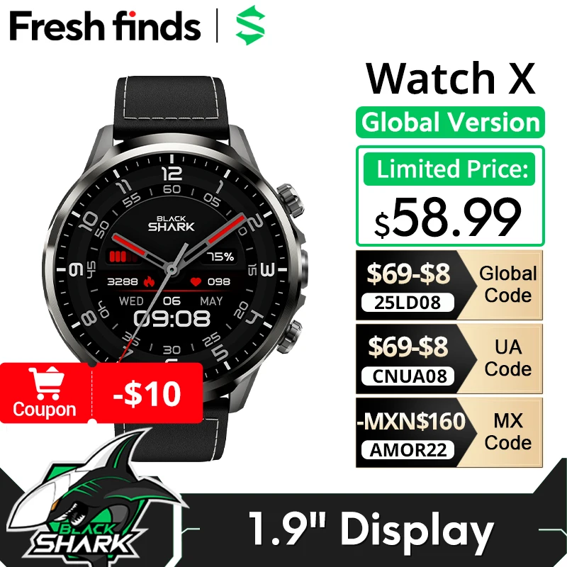 [World Premiere]Global Version Black Shark Smart Watch X 4G Android Watch 1.9″Display IP67 Washable 2MP Camera APP Free Download