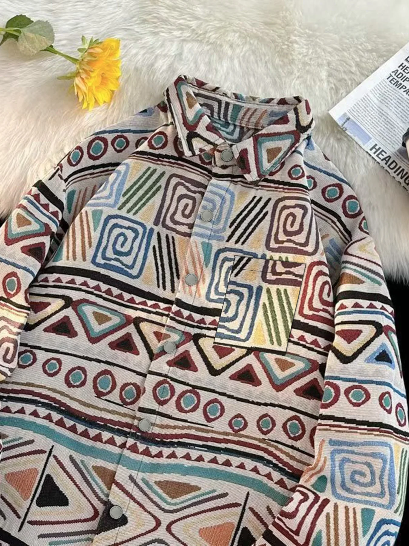 

Men's Ethnic Style Woven Lapel Jacket Trendy Brand Ruffian Casual Spring Autumn Handsome Small Fragrant