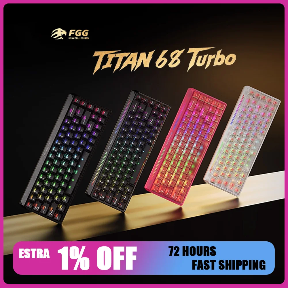 

FGG Madlions TITAN68 Turbo ESports клавиатура с эффектом Холла, проводной магнитный переключатель, игровая клавиатура, 8000 Гц RT0,001 мм, аксессуары для ПК