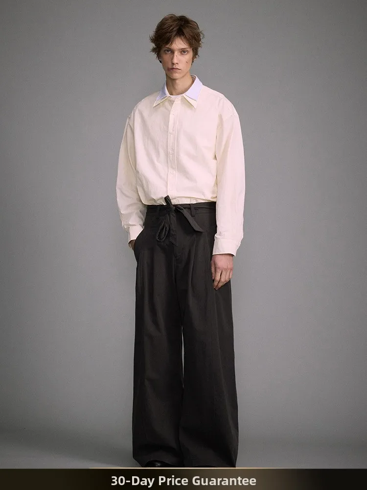 

Мужские брюки Nted American Retro: Прямые широкие брюки в стиле Old Money для весеннего уличного образа