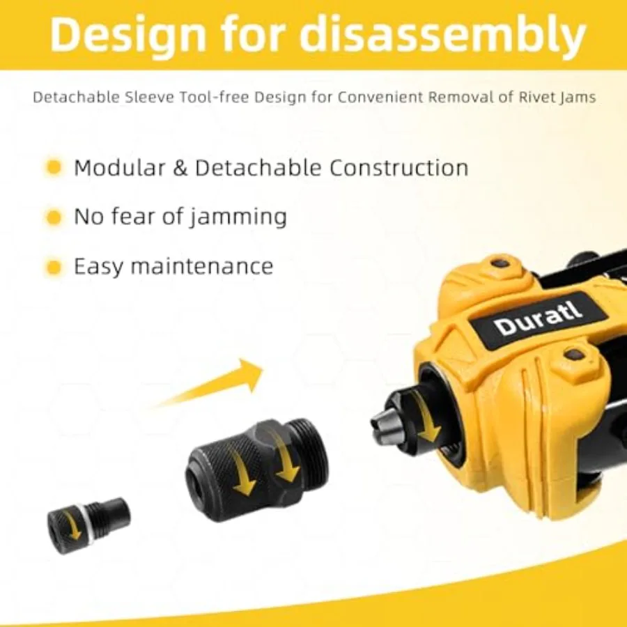 Heavy Duty Hand Riveter Tool with 200 Blind Rivets and 5 Interchangeable Rivet Heads 3 32 1 8 5 32 3 16 1 4 for Metal Fabricati