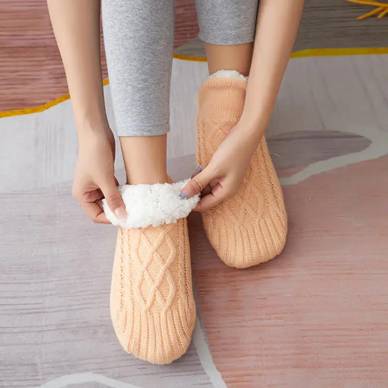 Thermo-Hausschuh-Socken für Damen und Herren, Winter-Warme Kurze Verdickte Schlafsocken, Weiche Rutschfeste Flauschige Bodensocken