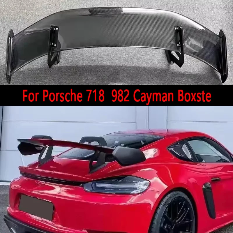 For Porsche 718  982 Cayman Boxste Carbon Fiber Tail fins Rear Trunk Spoiler Guide Wing Rear Wing Style body kit