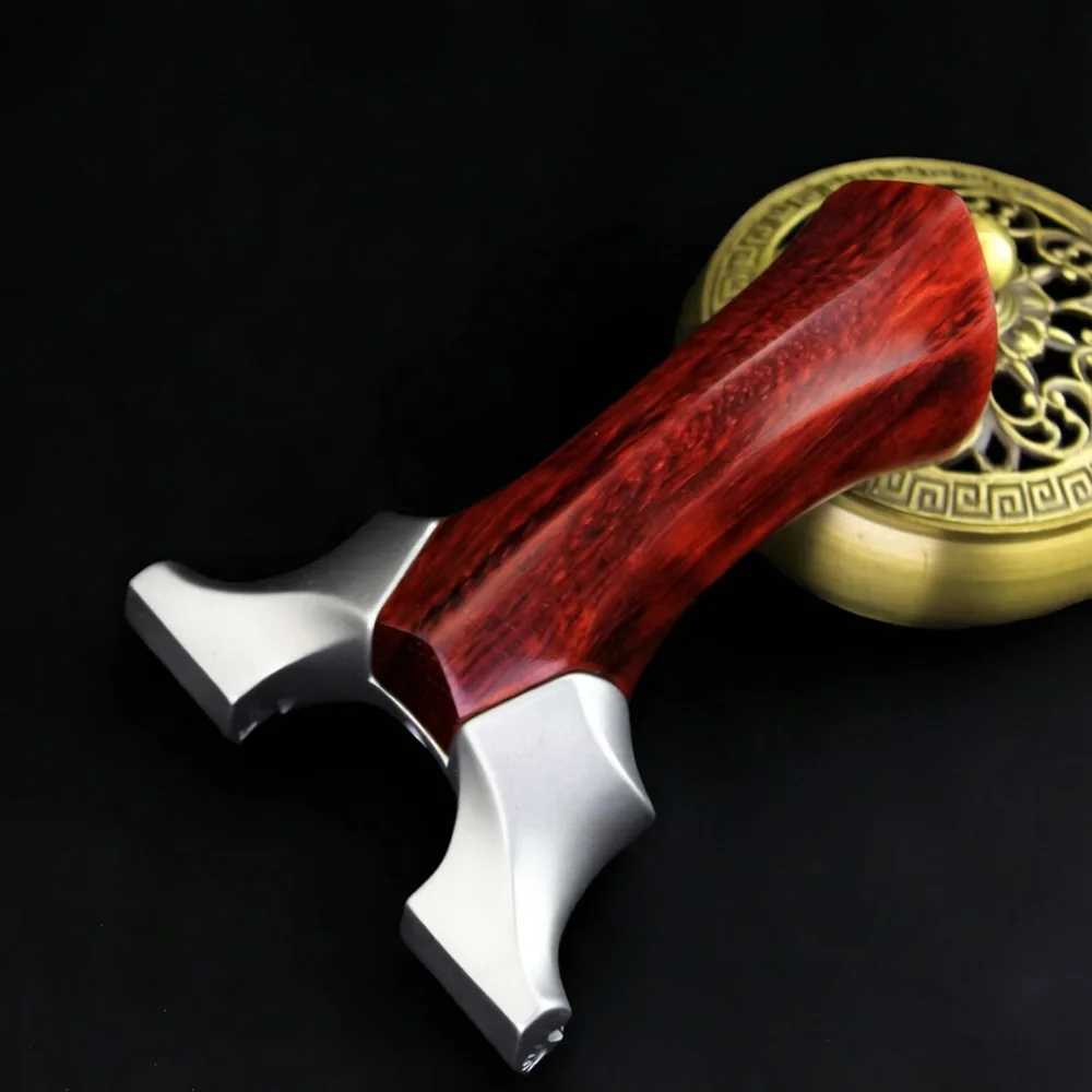 Stainless Steel Y-Shaped Slingshot with Serrated Top Clamp & Wood-Grain Handle for Outdoor Target Practice