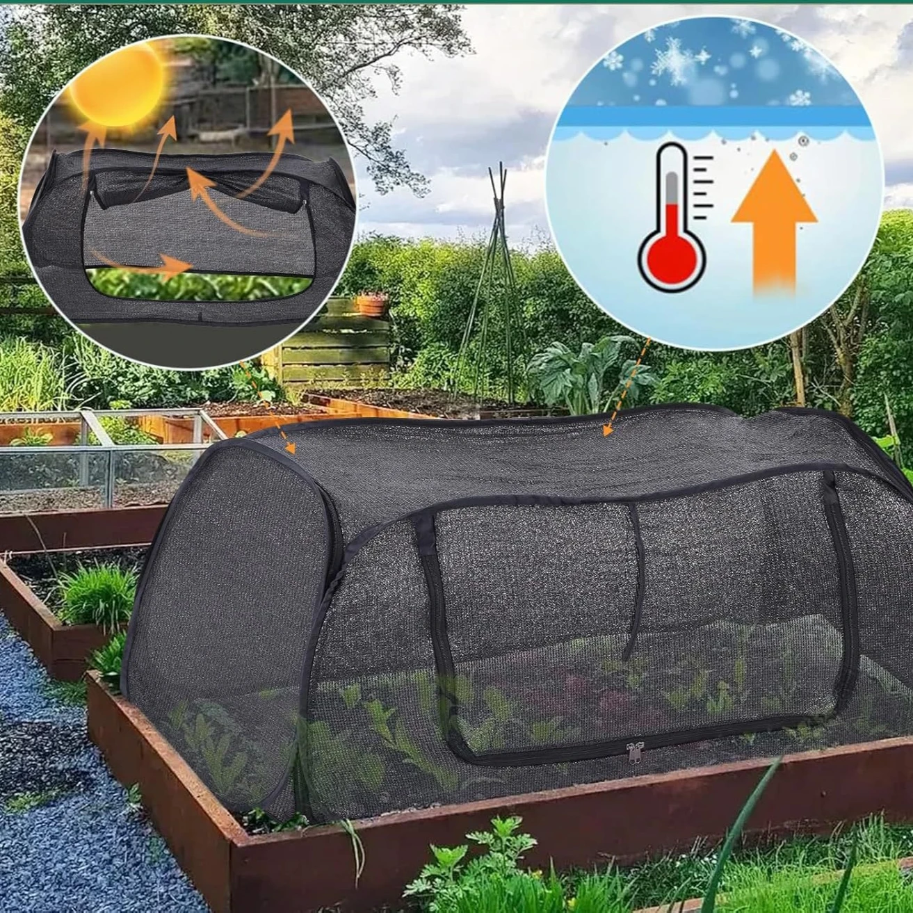 Pop-Up Fruit Vegetable Plant Protection Cover Insect Bird Barrier Net for Flowers Rain Wind Cold Protection Outdoor Yard