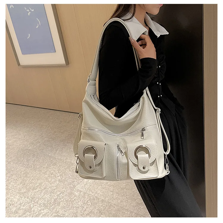 

New Korean Style PU Tote Bag - Spacious Crossbody/Shoulder Bag with Zipper Pocket - Minimalist & Chic - Daily Commute Essential