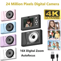 Cámara Digital 4K Retro CCD 24 millones de píxeles videocámara 16x Zoom cámaras compactas enfoque automático para niños adultos principiantes fotografía