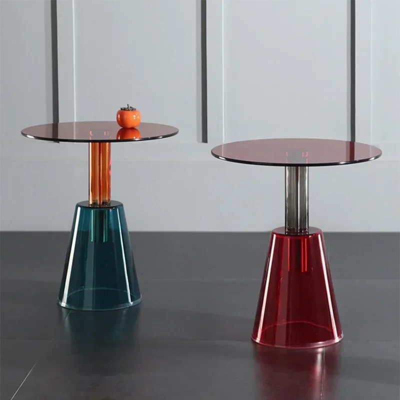 Przezroczyste stoliki kawowe Szklany stolik do herbaty Nordic Stoliki końcowe Salon Kolorowe stoliki boczne do sofy Luksusowy nowoczesny design mebli
