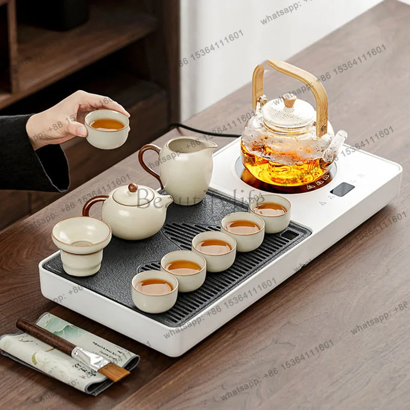 Best Sellers Rectangle Long Tea Tray Luxury Pot Office Valet Drainagechinese Living Room Hospitality Tea Tray Tableware Bandejas