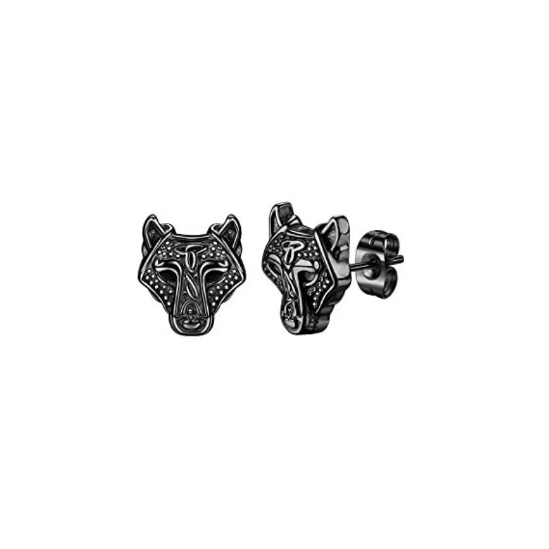 1/6Pairs Set 18G Viking Rune Round Stud Earrings for Women Men, 316L Stainless Steel Cartilage Tragus Helix Piercing Jewelry