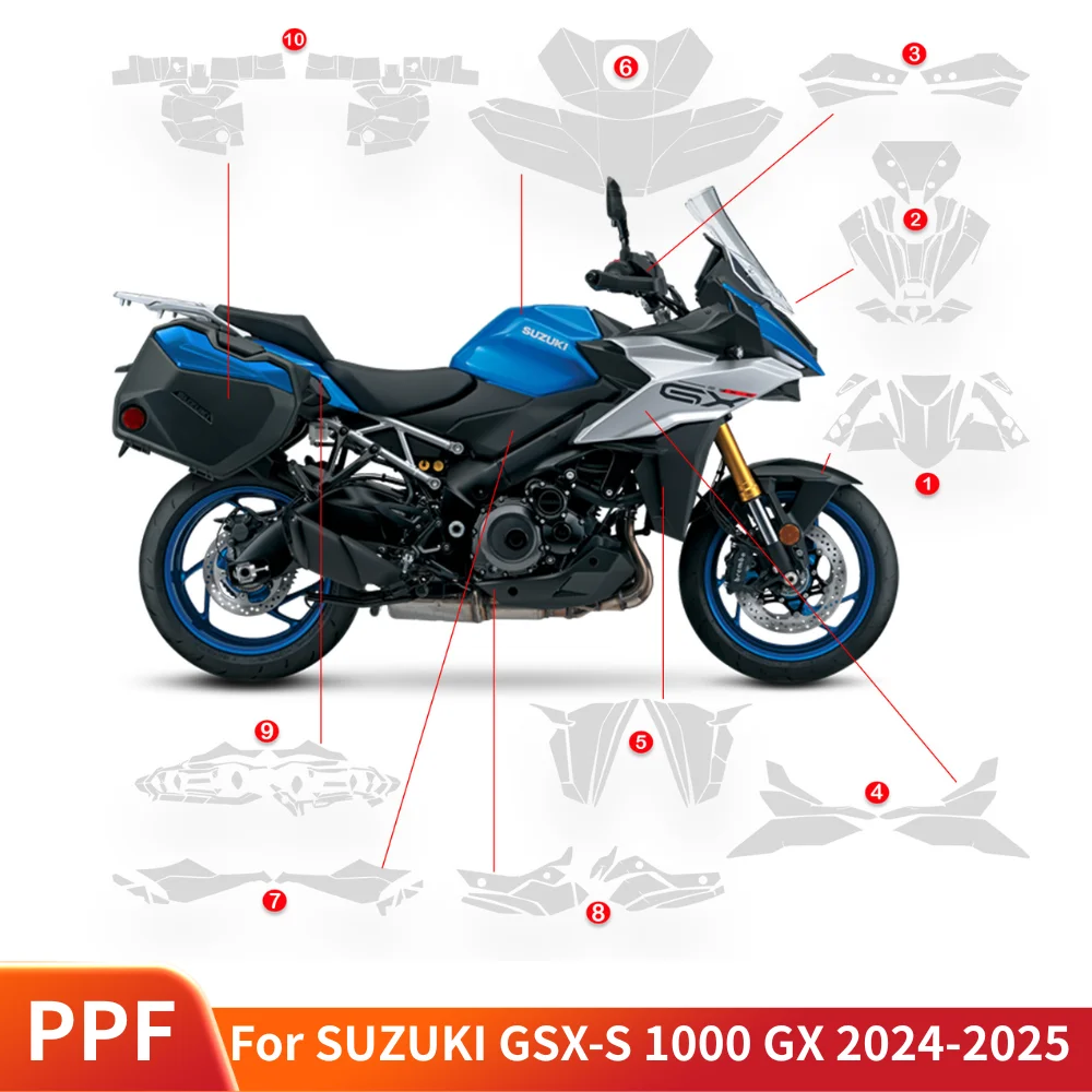 

For SUZUKI GSX-S1000 2025 Motorcycle Fairing PPF Kit - Real TPU Paint Protection Film Fit SUZUKI GSX-S 1000 GX 2024-2025 PPF
