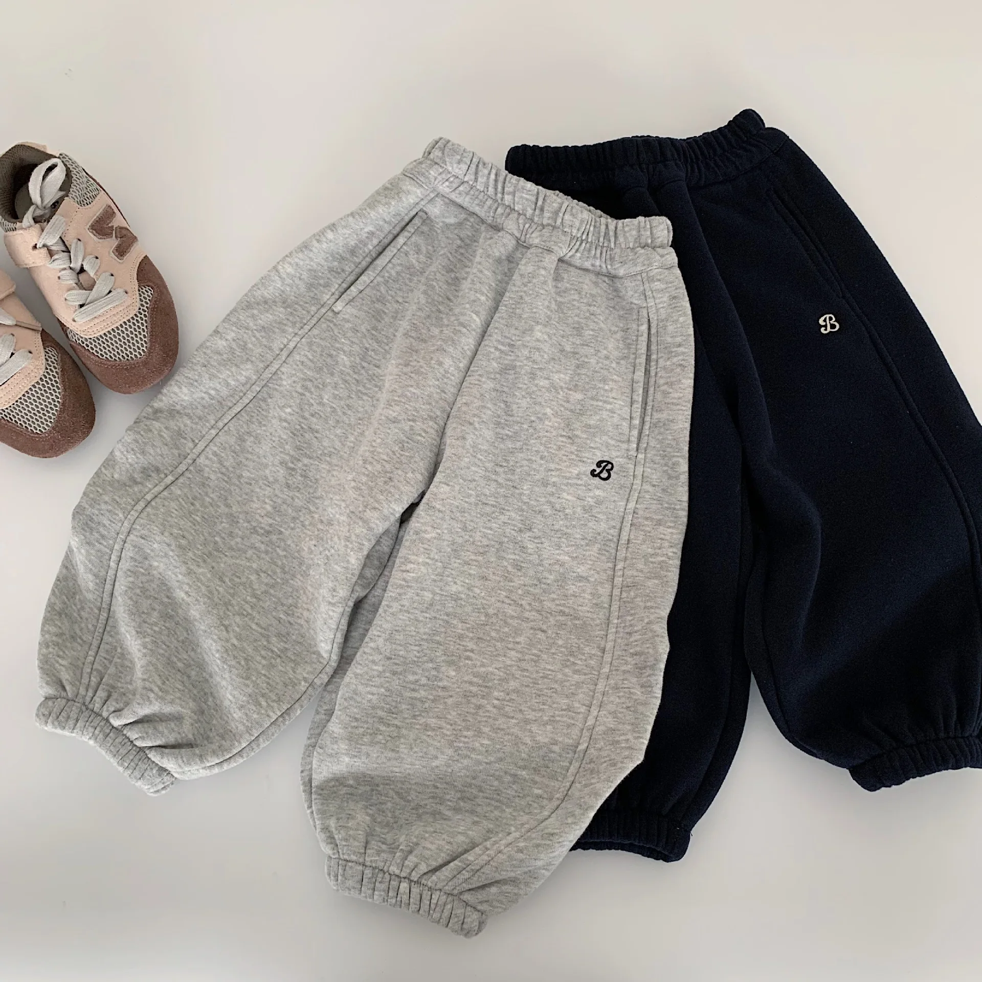 

2025 Winter Toddler Kid Boys Pant Casual Letter Embroidery Teenager Boys Trouser Elastic Waist Junior Boys Loose Harem Pants