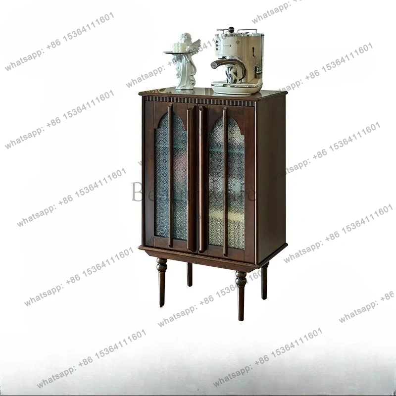 

French solid wood TV cabinet floor storage locker integrated living room home American light luxury retro