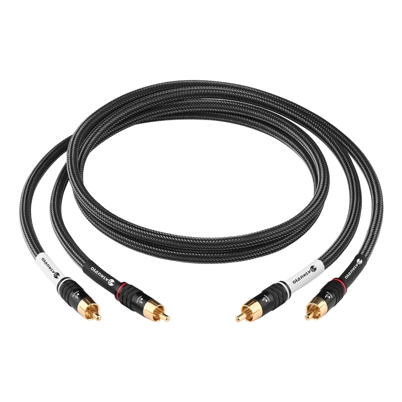 ATAUDIO Ein Paar HiFi RCA Kabel Hohe Qualität 6N OFC Core 2RCA Stecker auf 2RCA Stecker Audio Kabel für Verstärker CD Player 3