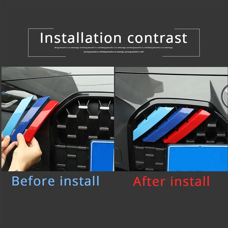 Für BMW 4er G22 G23 G26 2020-2023 Auto Front Grill Dekoration Aufkleber Grille Farbe Trim ABS außen Zubehör 3 Stück