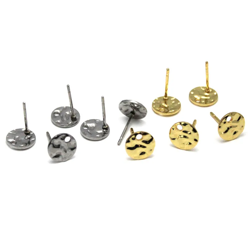 20Pcs Stainless Steel Gold Plated Stud Earring Posts With Hole Connector For DIY Earring Studs Jewelry Making Findings Supplies