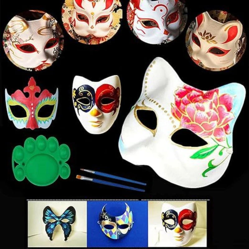 

12 шт., стиль бабочки, сделай сам, ручная роспись, маска на Хэллоуин, Рождество, аниме, вечерние мячи, пустое покрытие для лица