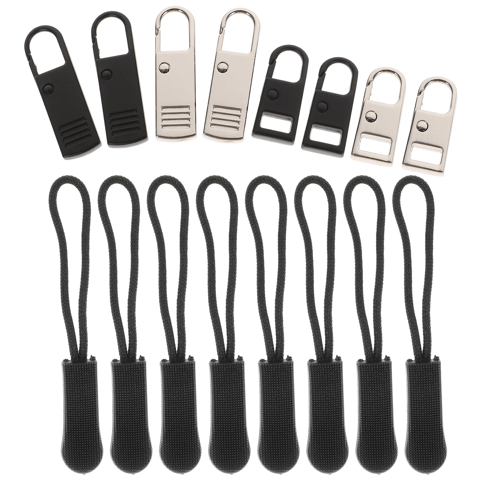 

16Pcs Zipper Repair Kit Alloy Zipper Puller Replacement Puller Slider Detachable Extender for Coats Bags Tents Durable Practical