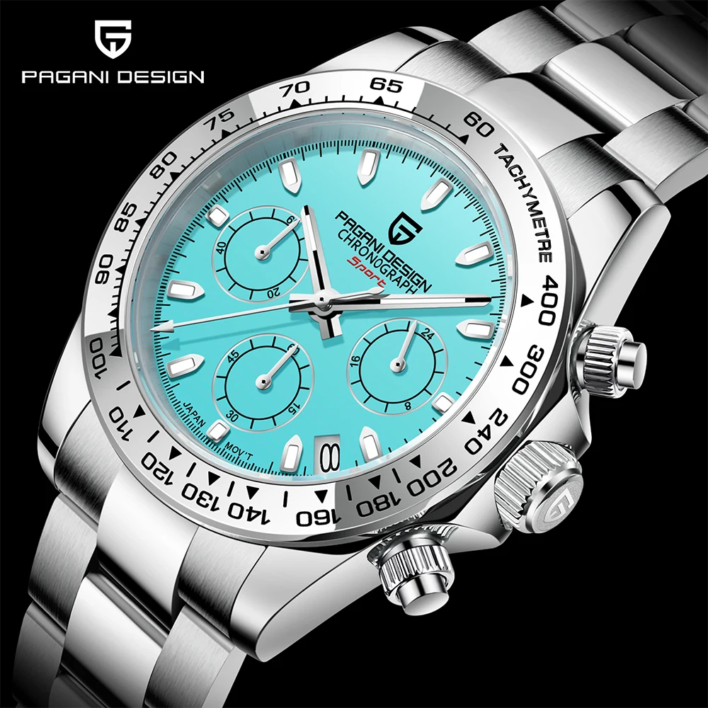 Montre Pagani Design de luxe à quartz unisexe, étanche, avec fonction calendrier, mouvement saphir VK63