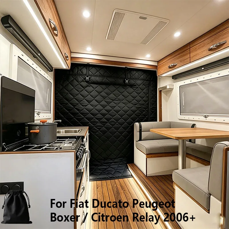 

Motorhome Caravan Quilted Blackout Thermal Cab Divider For Fiat Ducato Peugeot Boxer Citroen Relay 2006+ Ram Promaster