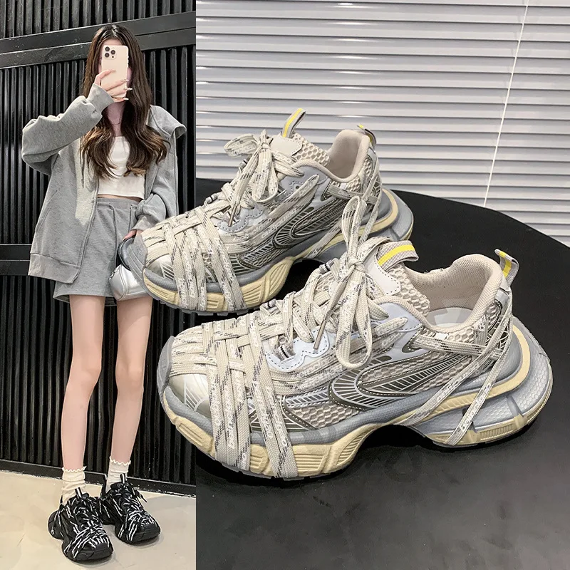 

Popular 2026 Summer New Fashion Versatile Niche Thick-soled Muffin Straps Breathable Sports Casual Dad Shoes