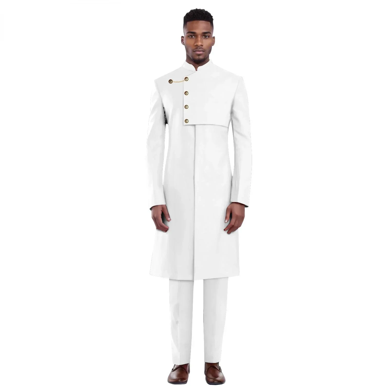 

Indian Style Men's Suit 2-piece Suit Navy Blue Groom Wedding Tuxedo Blazer Single-breasted Long Jacket XS-6XL Clothes for Men