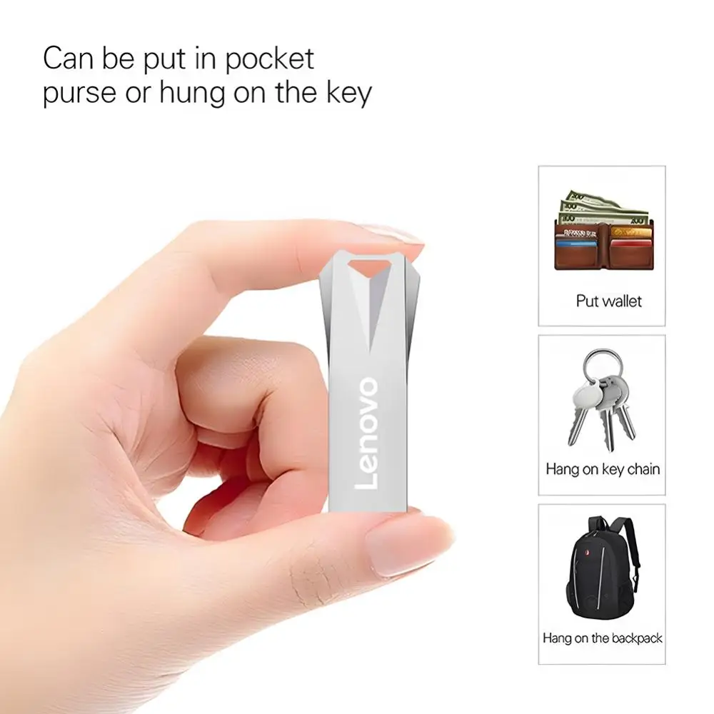 Lenovo Metal Usb 3.0 Flash Drives 2Tb 1Tb 128Gb High Speed Pen Drive Memory Stick Gratis Sleutelhanger Creatief Cadeau U Schijf Voor Laptop