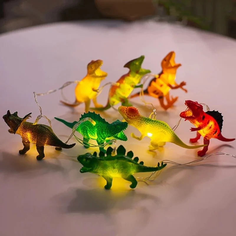 2023 nuevo creativo 10/20 LED dinosaurio cadena de luz alimentada por batería dibujos animados Navidad luces de hadas fiesta niños habitación decoración lámpara