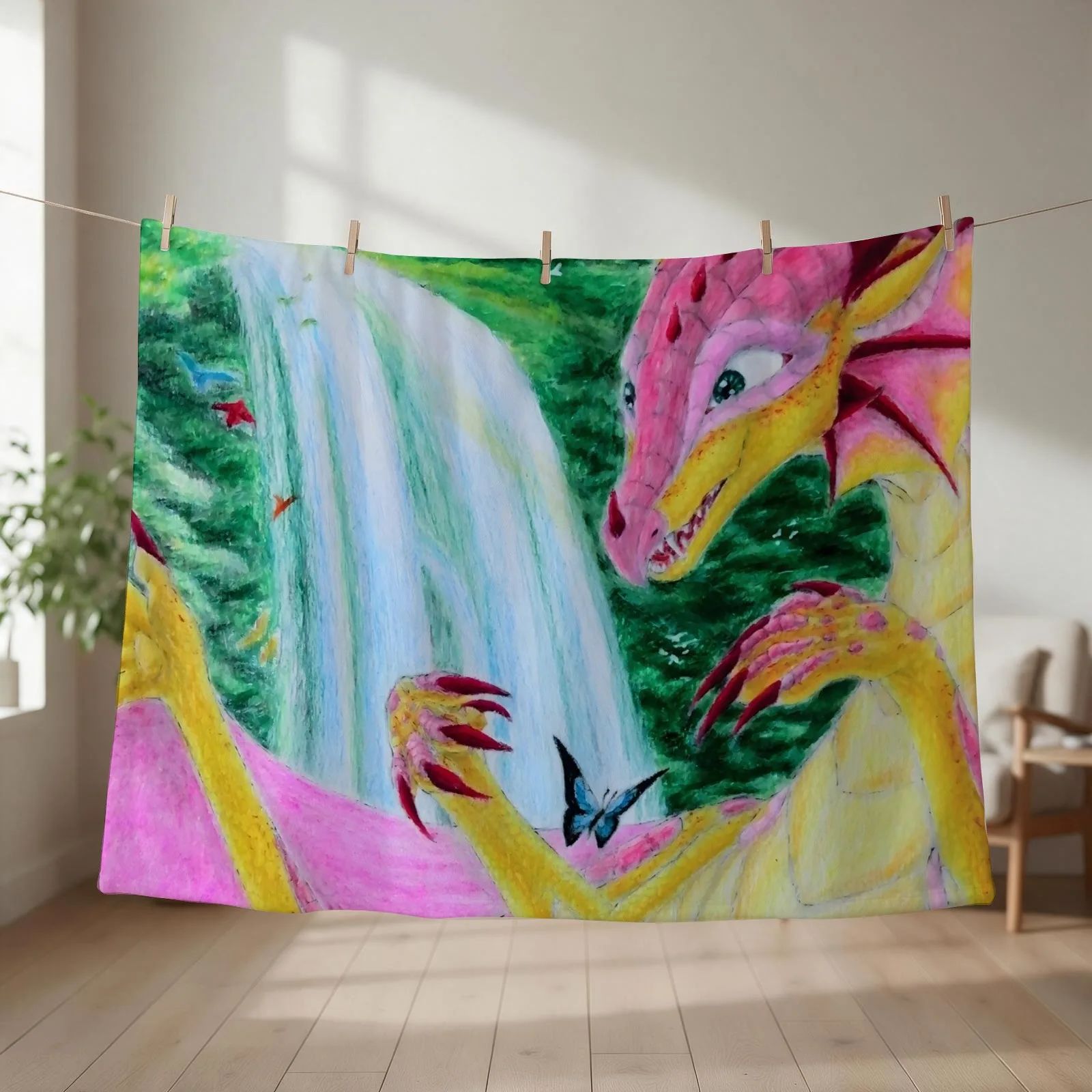 Kinkajou Jade Winglet - Wings of Fire Throw Blanket couch cozy soft plush fuzzy picnic outdoor blanket