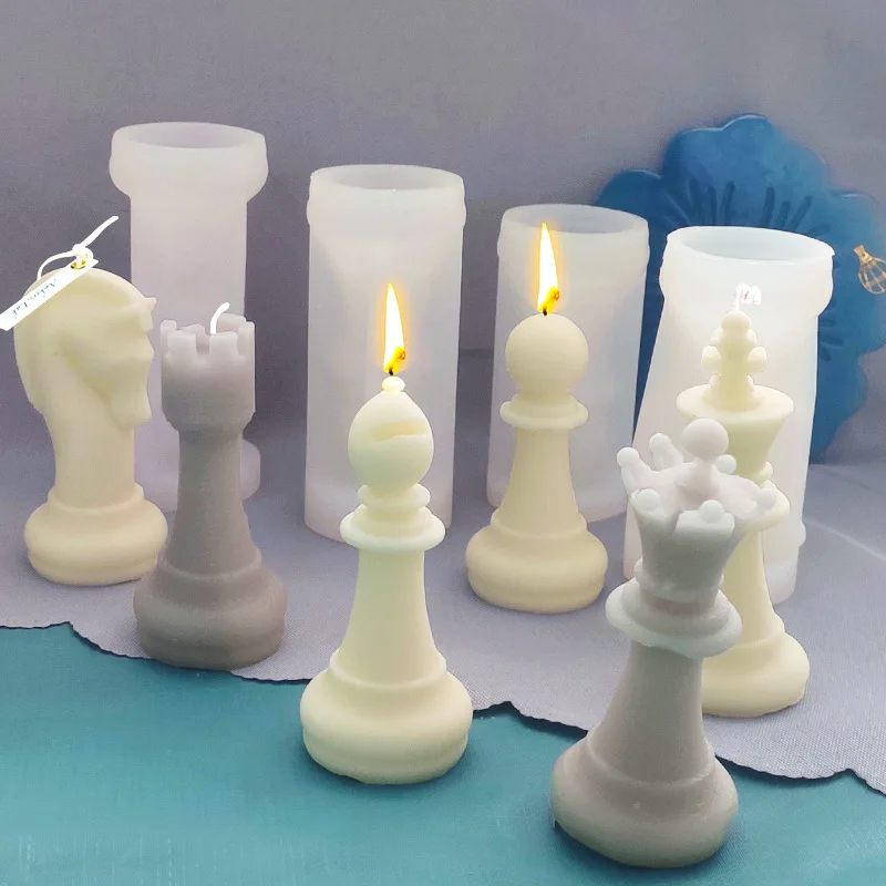 

Chess Aromatherapy Candle Silicone Mold DIY Chess Piece Incense Expanding Stone Gypsum Dripping Plastic Ornament Grinding Tool